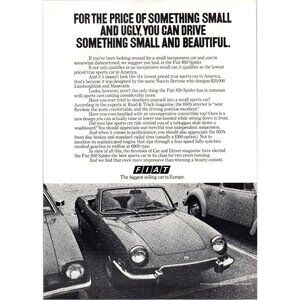 1973 Fiat 850 Spider Convertible Vintage Print Ad Parking Lot Man Cave Wall Art